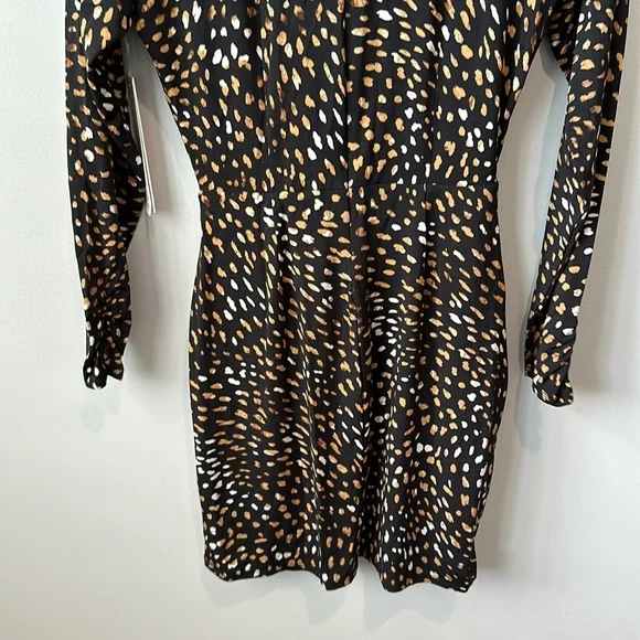 NWT Aqua Animal Print Wrap Long Sleeve Mini Dress S - Picture 10 of 11